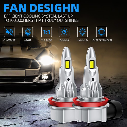 Waterproof H11 H8 12V Xenon White 6000k Halogen Car Head Light Lamp Globes Bulbs - Picture 8 of 14
