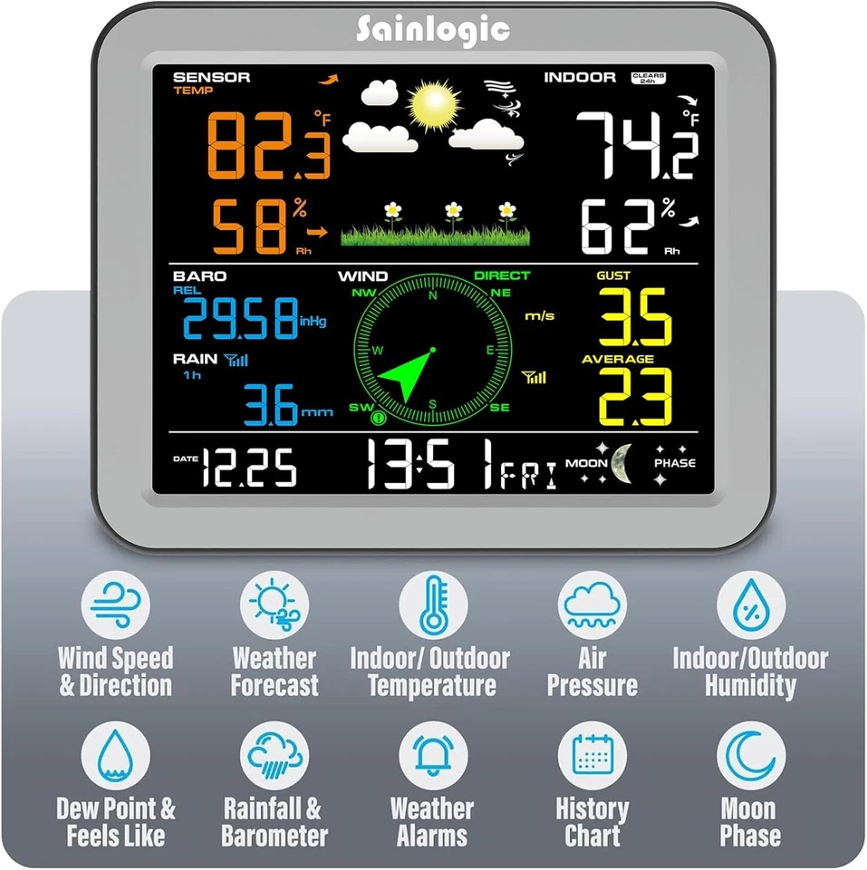 Modern Wireless Weather Forecast Station with LCD Display & Outdoor Sensor - Image 4 of 4