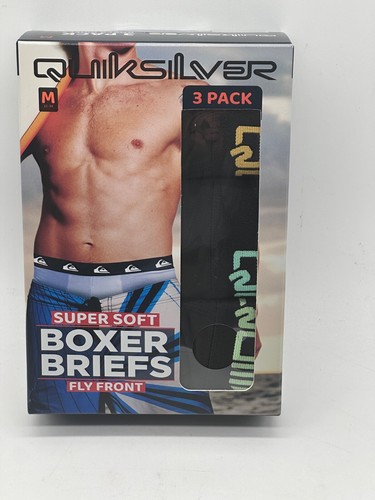 NEW 3 PACK MEN'S QUICKSILVER SUPER SOFT BOXER BRIEFS FLY FRONT S/M/L TAG FREE - Picture 6 of 27
