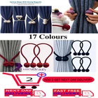 1 Pair Magnetic Curtain Tie Backs Ball Clips Buckle Weave Rope Holdbacks Hook