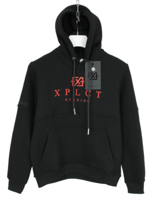 XPLCT STUDIOS Hoodie Herren XS Kängurutasche Fleece Gefüttert Brust Artwork