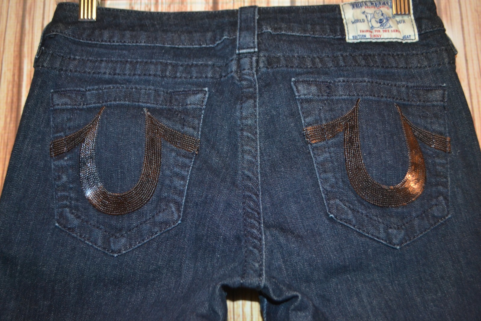 True Religion Women's Skinny Embellished U No Pocket Flaps Blue Jeans Sz 29x29 thumbnail 7