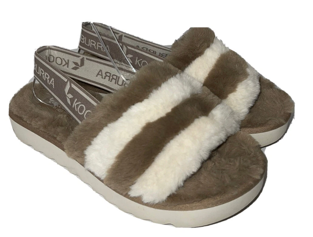 Koolaburra by Ugg Sandali Ciabatte Fuzz'n Donna Taglia 7 M Righe Crema Tortora