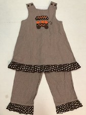 THE BAILEY BOYS Pumpkin Patch Halloween Girl  s 2 Piece Brown Check - Sz 4