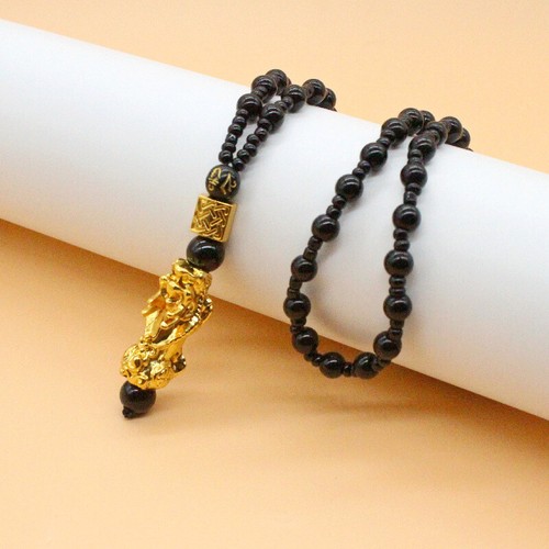 Pixiu Pendant Necklace Gold Color Lucky Feng Shui Faith Amulet Necklace - Picture 4 of 11