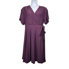 Torrid Womens Short Sleeve Purple Textured Wrap Dress Size 3X