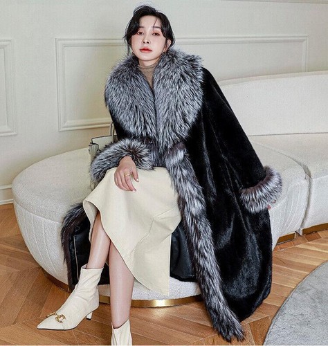 Nerzmantel Nerz Pelz Langmantel Fuchspelz Großer Kragen Warm Windbreaker Damenbekleidung - Bild 8 von 9