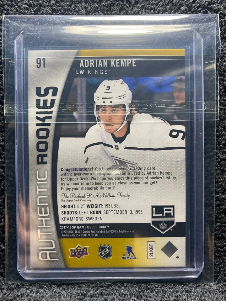 2017-18 SP Game Used - Authentic Rookies - #91 Adrian Kempe *271/399* - Image 2 of 2