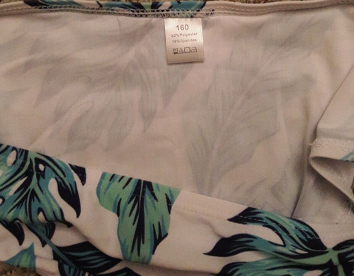 Girls High Waist Criss-Cross Swimsuit 2 Pc Bikini Sz 14 Leaf Print Floral Blue - Picture 3 of 9