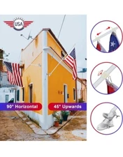 White Flag Pole for House Tangle Free Outdoor Flag Pole Kit with Holder Bracket