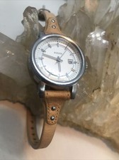 Nice Ladies Fossil Date  Time Leather Band Watch With New Battery