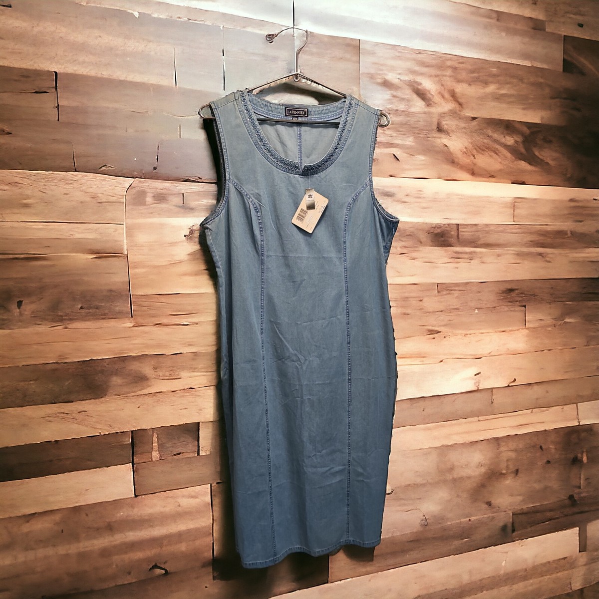 lafei nier denim dress Denim 'lafei-nier' Midi Dress With Metal Clasp Closures. Size XL/1XL