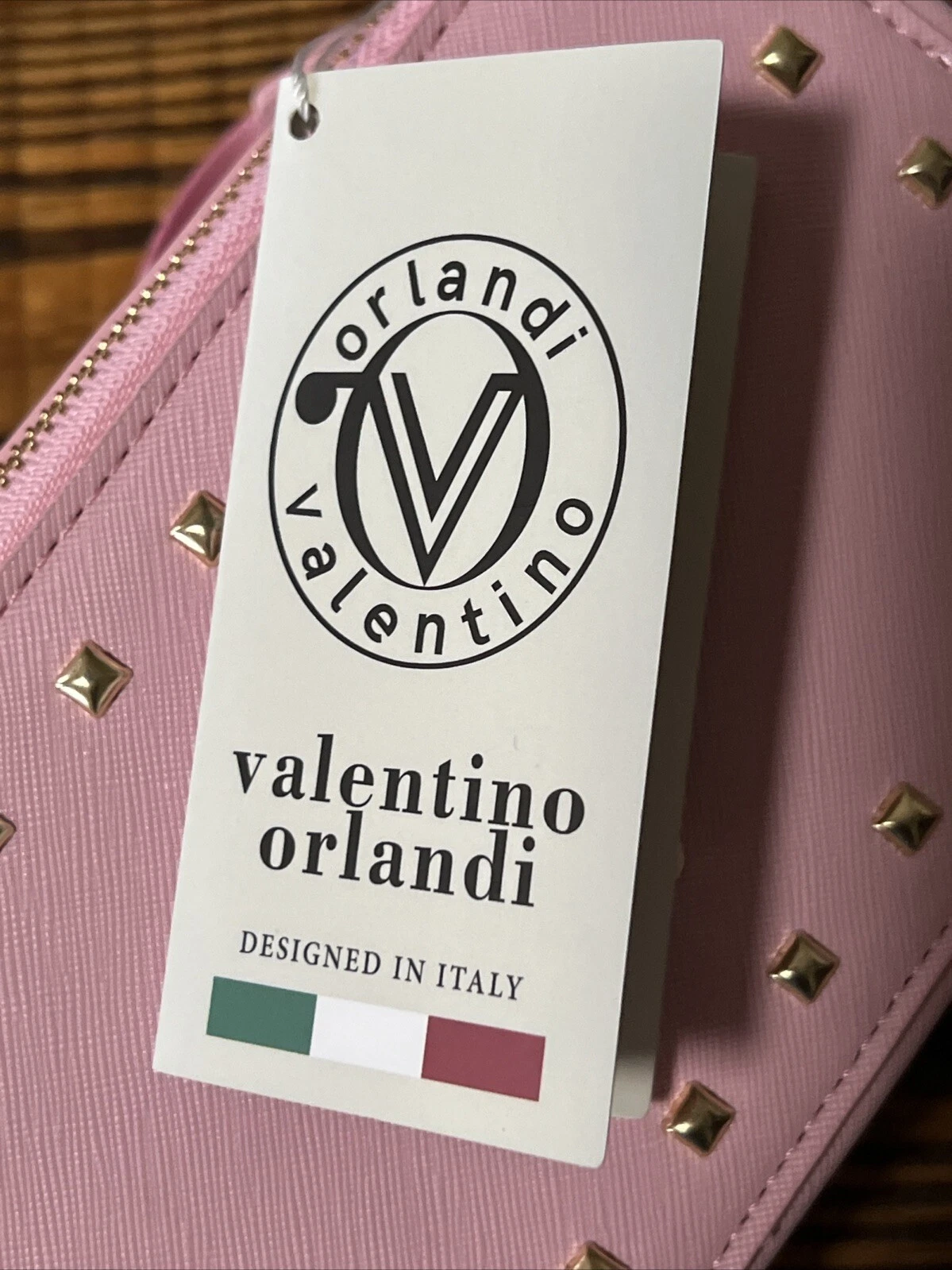 Borsa a tracolla Valentino Orlandi bambino rosa oro borchie nuova