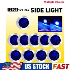 34 Strobe Steady Blue Led Marker Lights Dual Modes Warning Flash Lamp Lot