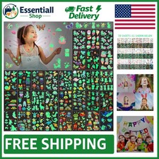 30 Sheets Glitter Temporary Tattoos for Kids - Glow in the Dark Party Favors