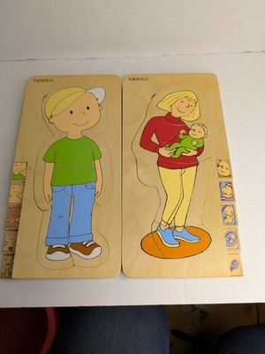 Beleduc Boy & Mother Human Anatomy Wooden 5 Layer Learning Puzzle Set