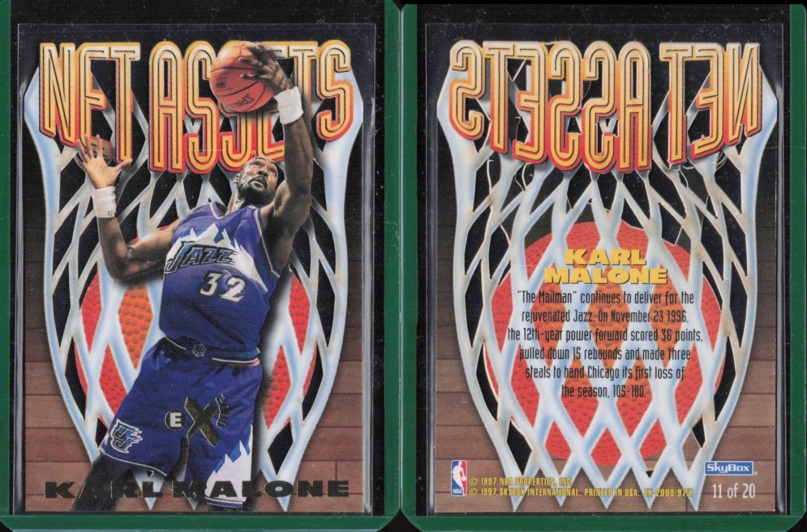96/97 1996-97 E-X2000 Net Assets #11 Karl Malone Utah Jazz