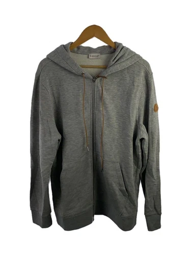 Felpa con cappuccio zip MONCLER XL cotone grigio tinta unita J10918G0006589AJF986 usata