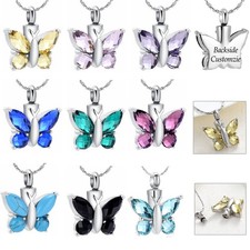 Crystal Butterfly Urn Pendants Necklace for Cremation Ashes Memorial Jewelry