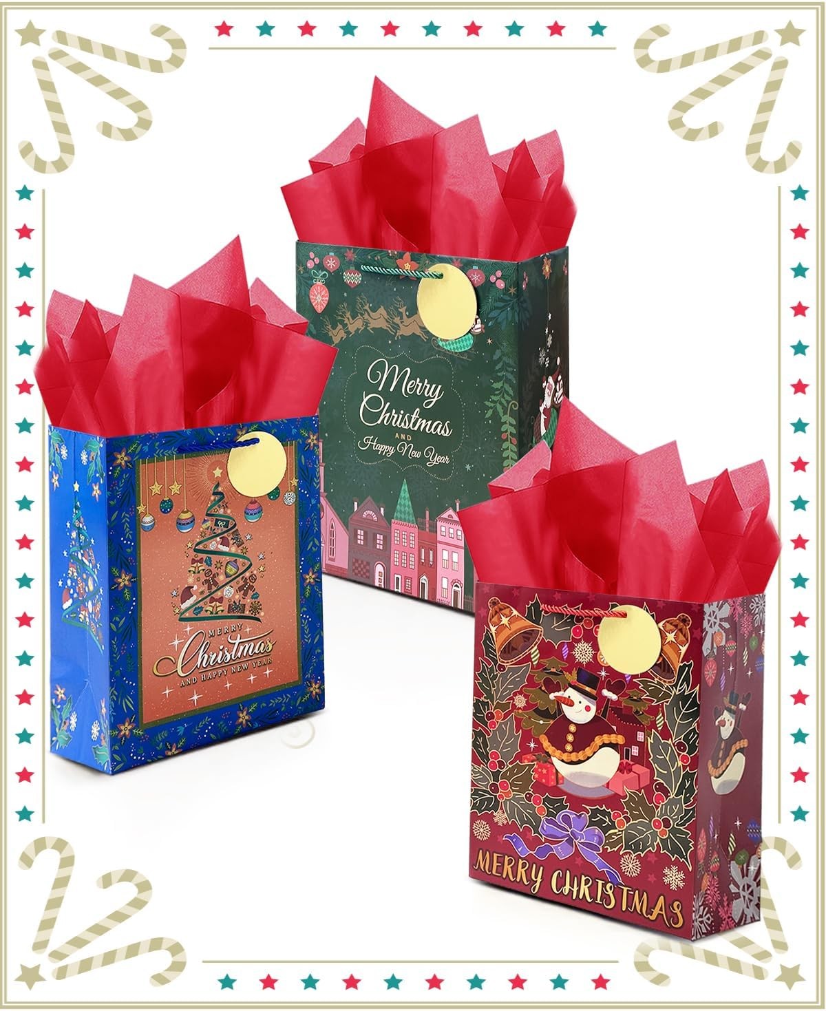 qiqee Christmas 13" Large Gift 1 Count (Pack of 3), Christmas-RedBlueGreen 