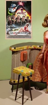 Dollhouse Miniature  Ghost Busters  Framed Mini Wall Poster  1:12 Scale