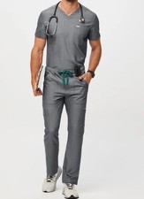 Figs Cairo Scrub Pants Men  s Graphite Medium Tall Zipper Fly Nine Pockets