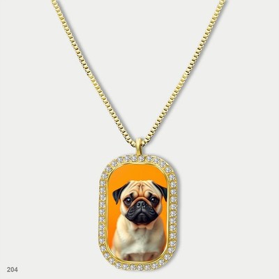 New Cute Pug Dog Breed Fashion Pendant Necklace Chain Printed Dog Tag Chain Gift