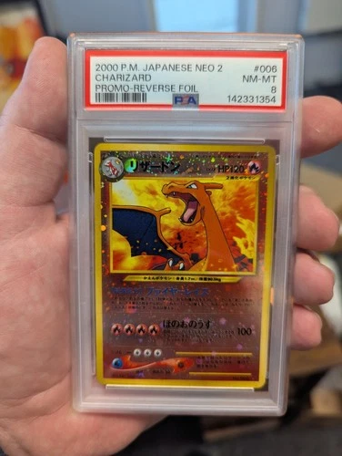 2000 Charizard 006 Reverse Holo Neo 2 Promo Pokemon Japanese PSA 8