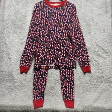 Hanna Andersson Pajama Set XL Top L Bottom Red Blue Candy Cane Holly Organic