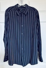 Claiborne Men's Long Sleeve Button Up Black Striped Shirt Size XL