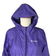Columbia Omni-Tech Girls 12 14 Waterproof Windbreaker Purple Hooded Jacket Sz L
