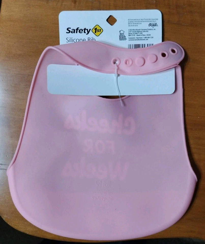 Babero de silicona Safety 1st "Mejillas para semanas" nuevo rosa bebé niña Foto 3 de 3