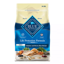 34 Lb Blue Buffalo Life Protection Formula Adult Dry Dog Food - Chicken & Brown 1.43 per pound