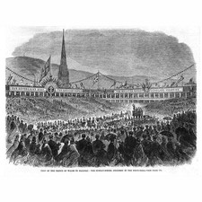 HALIFAX Sunday School Children in the Piece Hall - Antique Print 1863