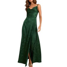 Lulus Simply Dreamy Emerald Green Satin Floral Jacquard Maxi Dress Size XL NWT
