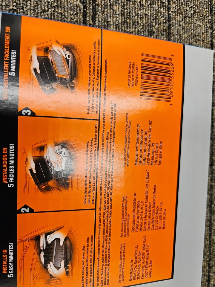 (CANTIDAD 3) FRAM CA11500 Filtro de aire de motor protector adicional para Hyundai Santa Kia Sorento Foto 3 de 4