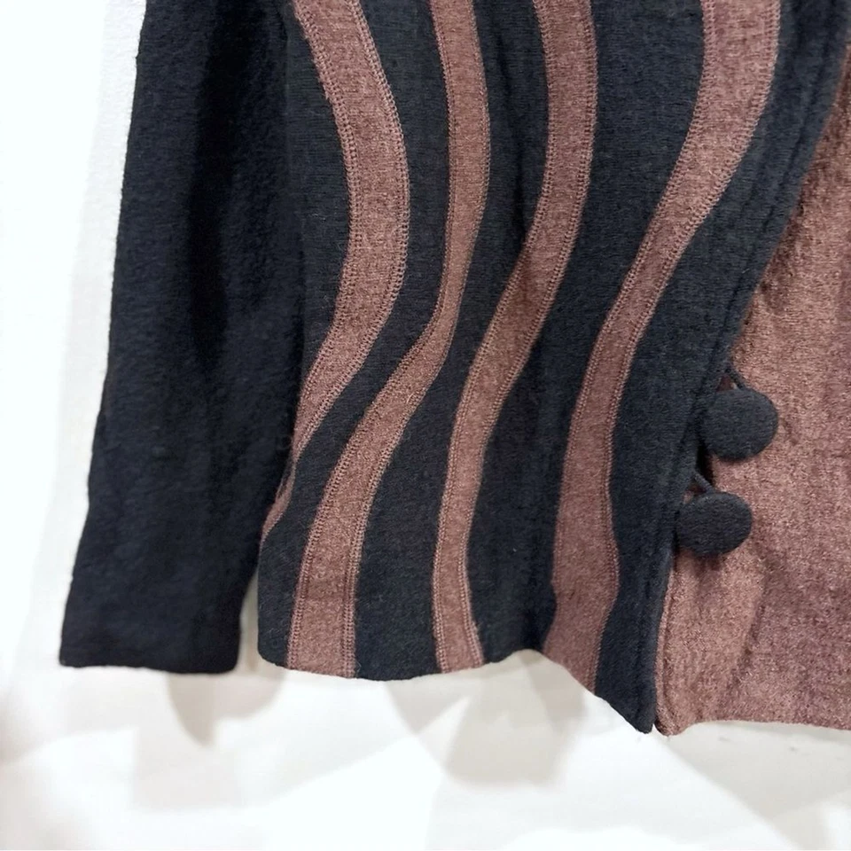 Carson 100% Wool Coat Jacket Brown Black Stripe M Medium Warm Lined - Image 4 of 4