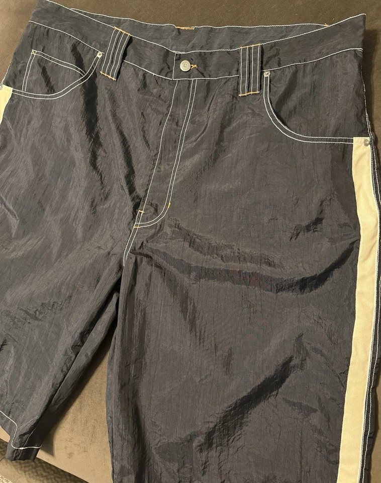 Y2K 90s OTB On The Brink Black Nylon Shorts Size 40/42 Baggy Skater JNCO Style - Image 2 of 4