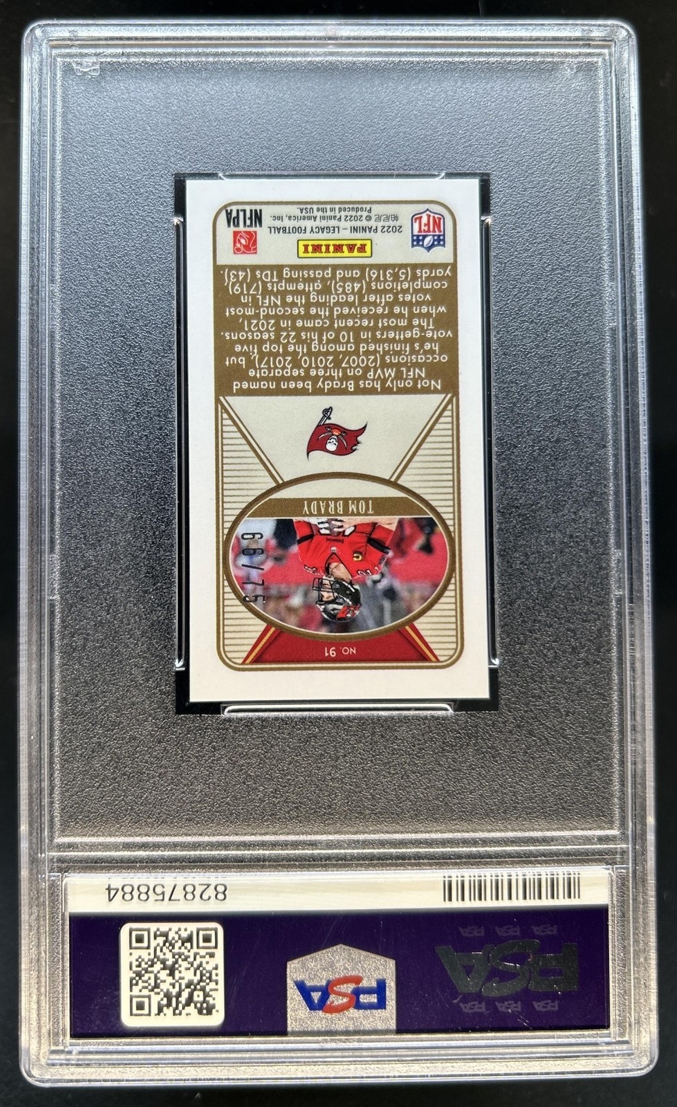 2022 Panini Legacy Tom Brady Premium Mini Bronze #/75 Buccaneers PSA 9 view 2