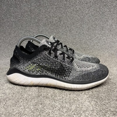 Nike Free RN Flyknit 2018 Oreo Running Shoes Sneaker Men's Size 8.5 Grey Black