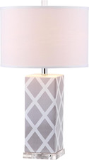 Modern Grey Lattice Table Lamp Set of 2 with LED Bulbs for Home  Office