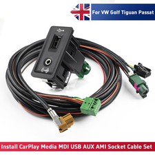 MDI Carplay AUX USB Port AMI Media Switch Cable SET For VW Golf 7 7.5 5G0035222E