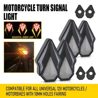 4X Motorcycle LED Turn Signal Lights Amber Bilnker & Red DRL Brake Indicator