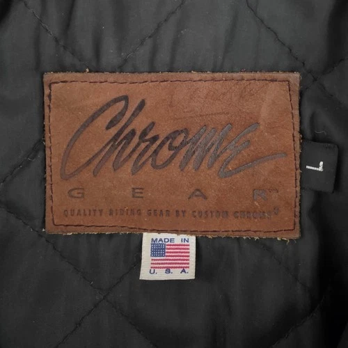 Vtg Custom Chrome Gear Large Leather Motorcycle Jacket Made In USA Talon Zippers image 5