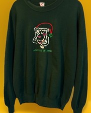 Vintage Christmas Crewneck Sweatshirt XL Funny Embroidered Mistletoe Optional