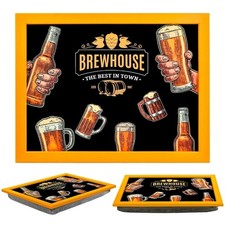 Padded Lap Tray with Bean Bag Cushion Wooden Laptop Bed Food TV Dinner Brewhouse