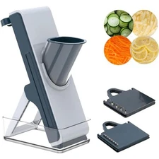Blue Mandoline Slicer, Vegetable Slicer, French Fry Cutter, Stainless Steel B...