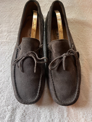 Tods Mens size 6.5 Gommino Unlined Suede Leather Driving Shoes Loafers Gray