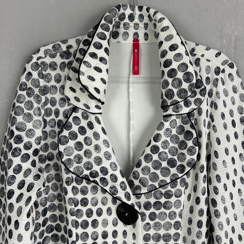IC by Connie K size XL jacket black white polka dot wire collar textured NEW - Picture 2 of 12