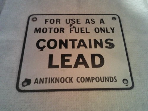 Vintage Porcelain Lead Antiknock Compound  Metal Gas Pump Plate Sign